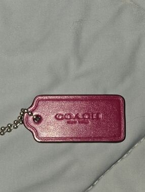 Coach Pink Leather Hang Tag Key Fob